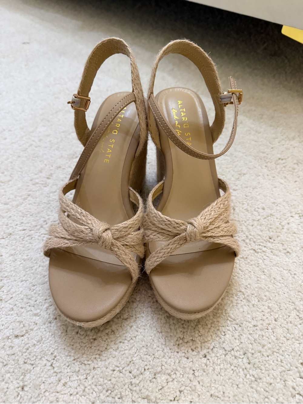 Altar'd State Tan Knotted Espadrille Wedge Sandals 8